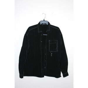 asos Design Black Punk Jacket with White Stitching Size Medium